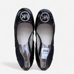 MK Shiny Black with Silver Hardware Flat Ballet Shoes Size 7